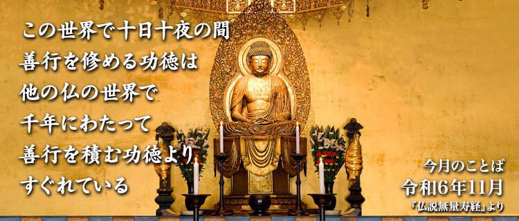 この世界で十日十夜の間
善行を修める功徳は
他の仏の世界で千年にわたって
善行を積む功徳よりすぐれている

今月のことば
令和6年11月
『無量寿経』
zojoji.or.jp/kotoba/1230.ht…