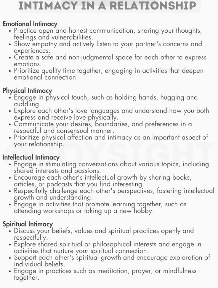 INTIMACY IN A RELATIONSHIP