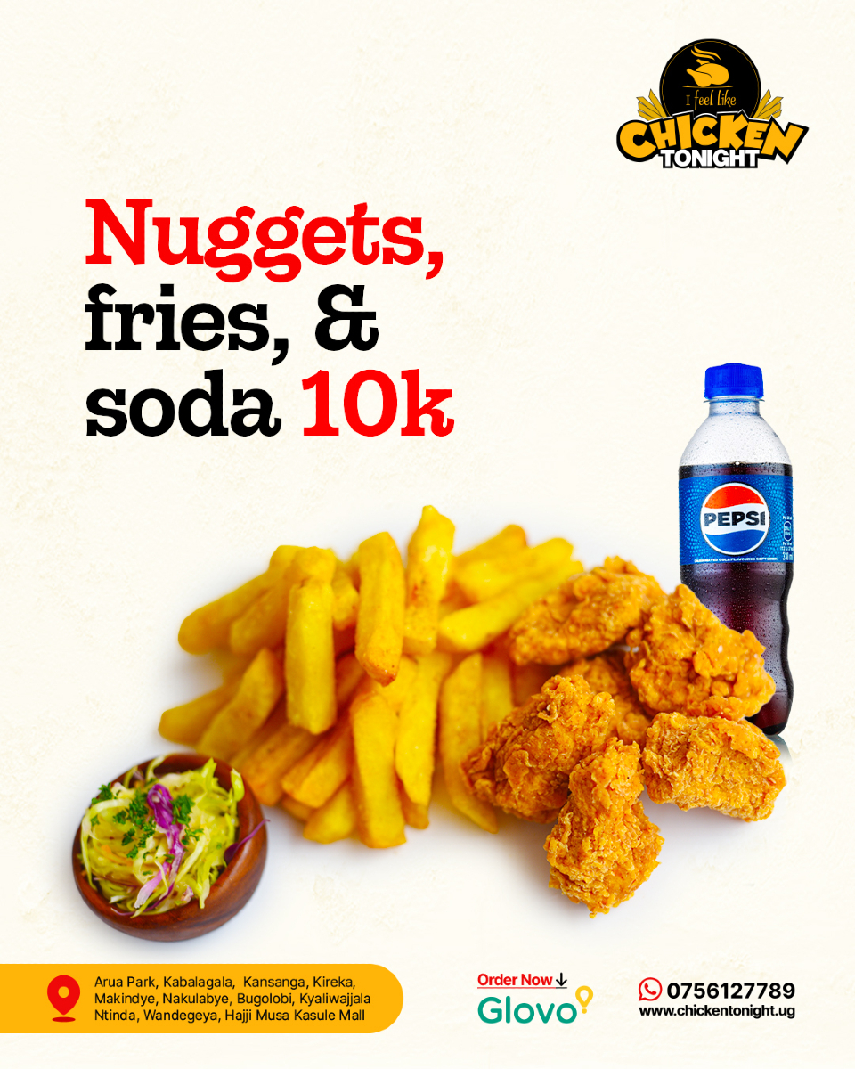 Chicken2nite_Ug's tweet photo. Imagine getting your dinner sorted at just 10k, this one is not only planned kids but for every kid. 😆

Pass by our Wandegeya branch anytime between 6:00pm to midnight for a quick dinner plan. 

#24hrhappiness #onrepeat #happinessonrepeat #available247 #available247 #ifeellikechickentonight #chickentonight #ffetuliavailable