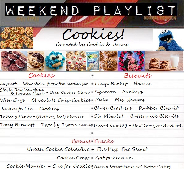 WkndPlaylist's tweet photo. Here's the final 🍪COOKIES🍪 #WeekPlaylist 😁
Thanks to @jgwithice for helping @wooshy90 with this mixtape😃
Despite tough theme, lots of quality choices, there were still difficult decisions to be made!😃
Enjoy the rest of the weekend!💕
https://t.co/pc12Rjqgb1 https://t.co/LqsblKHTlC