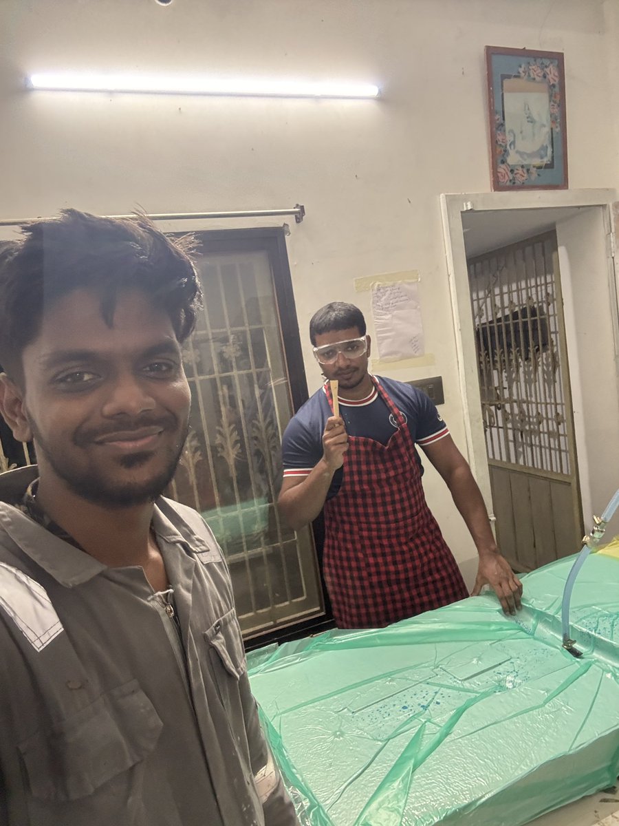 royan_sanju's tweet photo. We handle everything in-house – from crafting our own composite parts to building embedded systems and software. Starting small, planning big. @livinlance33 and I are on the frame! DM to know more. #MadeInMadras #Chennai #startup #UAV #RnD #CustomUAV #CustomDrone #MadeInIndia https://t.co/7d0daseyCa