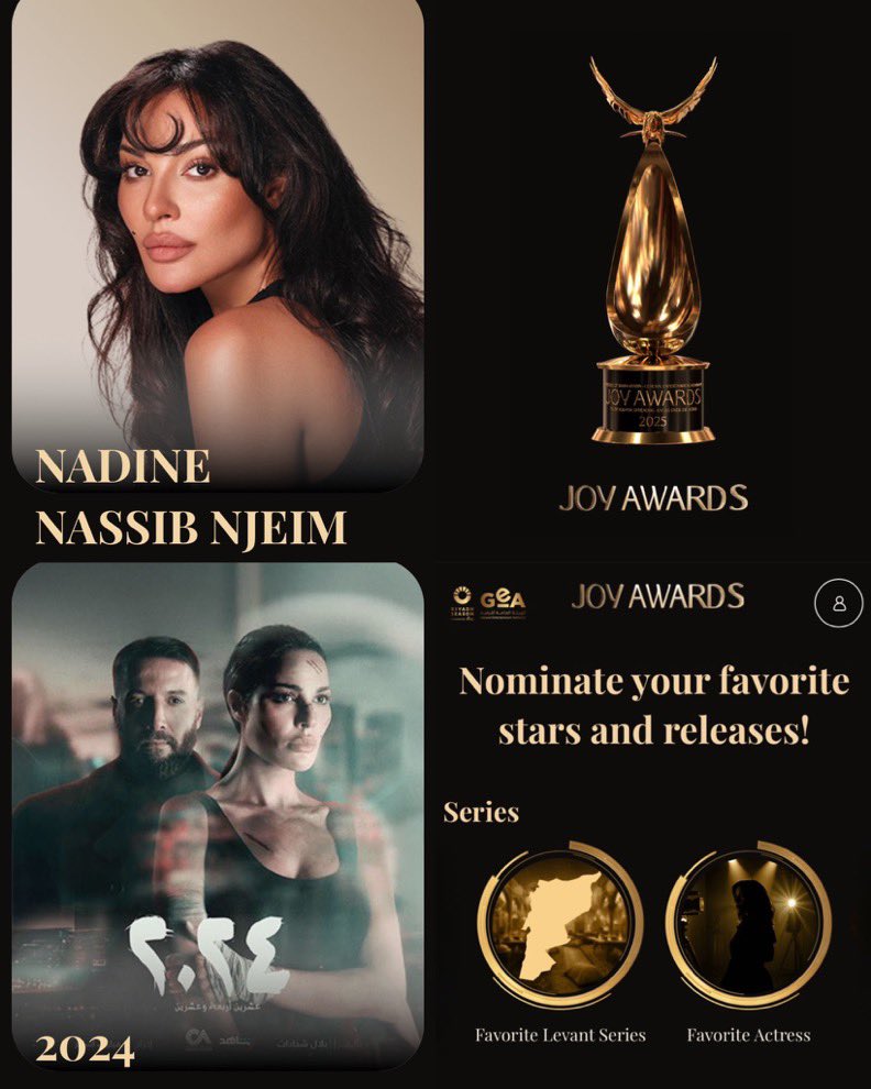 بدأت مرحلة الترشيحات في تصويت جوائز جوي أوردز حملوا تطبيق Joy Awards من جوجل بلاي او ابل ستور وبعد تعبئة بياناتكم، بفئة المسلسلات رشحوا النجمة نادين نسيب نجيم أفضل ممثلة.. ومسلسل 2024 أفضل مسلسل ✨
#نادين_نسيب_نجيم #مسلسل_2024 #جوي_اوردز #صناع_الترفيه 
#joyawards  
@nadinenjei