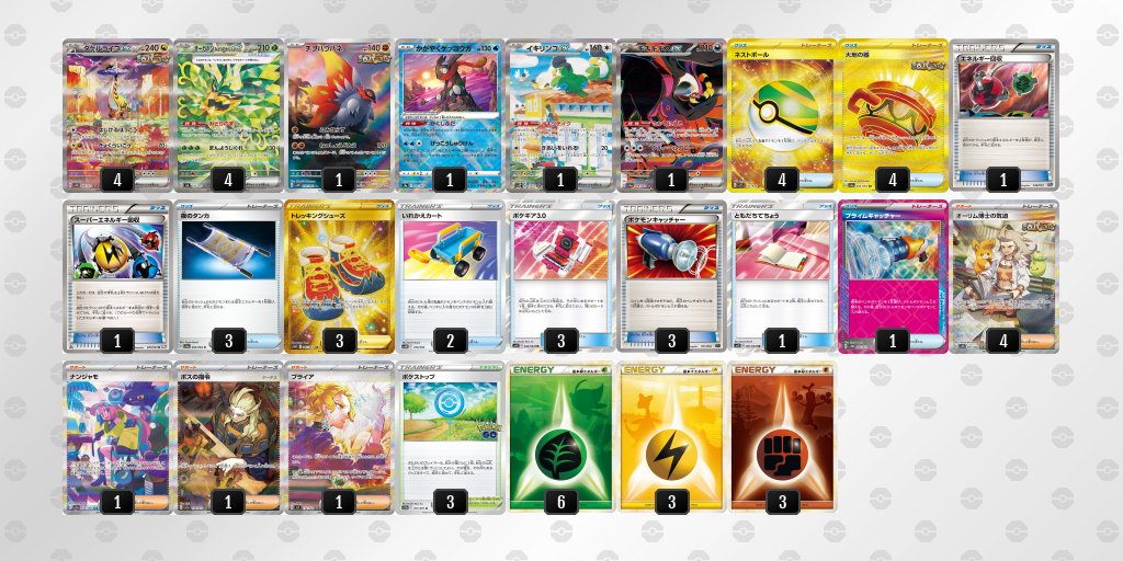 pokeca_book's tweet photo. シティリーグ11/10【日】
竜星の嵐　名古屋店愛知

優勝　タケルライコ
準優勝　レジドラゴ
3位　レジドラゴ
3位　リザードン
https://t.co/T0yfmsjbCM

🔗11/10【日】ベスト16デッキまとめ https://t.co/HRfItCNWft https://t.co/rtX3Lspr3J