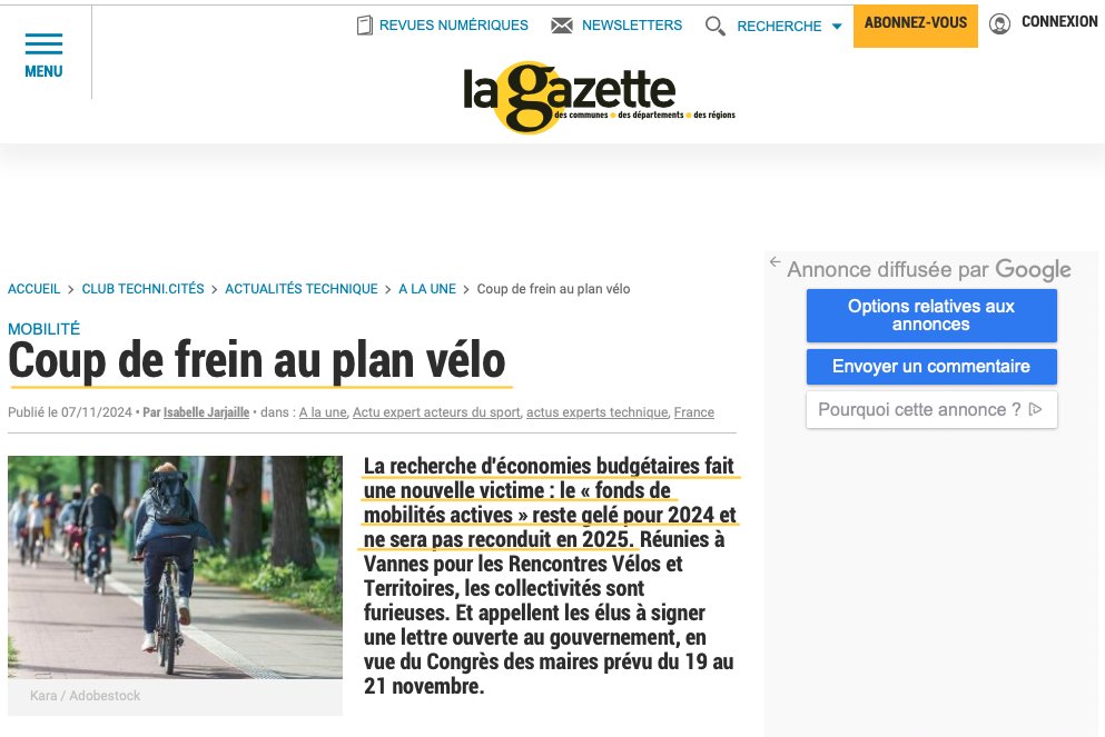 Collectif Vienne des Usagers vélos (@usagersvelo86) on Twitter photo 🚲PLAN VELO II :
Pourquoi nous n'avons pas les moyens de renoncer aux engagements #velo 👛de l'Etat
👉 lire le communiqué de <a href="/usagersvelo86/">Collectif Vienne des Usagers vélos</a> (et sources) s04.swdrive.fr/s/4K6PKxbRGaYi…
👉 ou lire le fil 🧶 (THREAD)… 🚲PLAN VELO II :
Pourquoi nous n'avons pas les moyens de renoncer aux engagements #velo 👛de l'Etat
👉 lire le communiqué de <a href="/usagersvelo86/">Collectif Vienne des Usagers vélos</a> (et sources) s04.swdrive.fr/s/4K6PKxbRGaYi…
👉 ou lire le fil 🧶 (THREAD)…