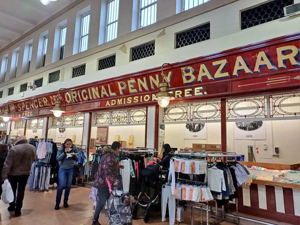#StainedGlassSunday [zoom in]
M&amp;S, Grainger Market, Newcastle, opened 1895 - only surviving example of the Penny Bazaar shops which  founded the Marks and Spencer's chain. Also, world's smallest <a href="/marksandspencer/">M&S</a> 👈