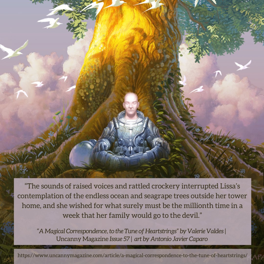 UncannyMagazine's tweet photo. Reading 2024 fiction? Try the short story "A Magical Correspondence, to the Tune of Heartstrings" by Valerie Valdes! You can read it here! @valerievaldes  https://t.co/KxVWqRXCI4 https://t.co/K3W99ZSyFE