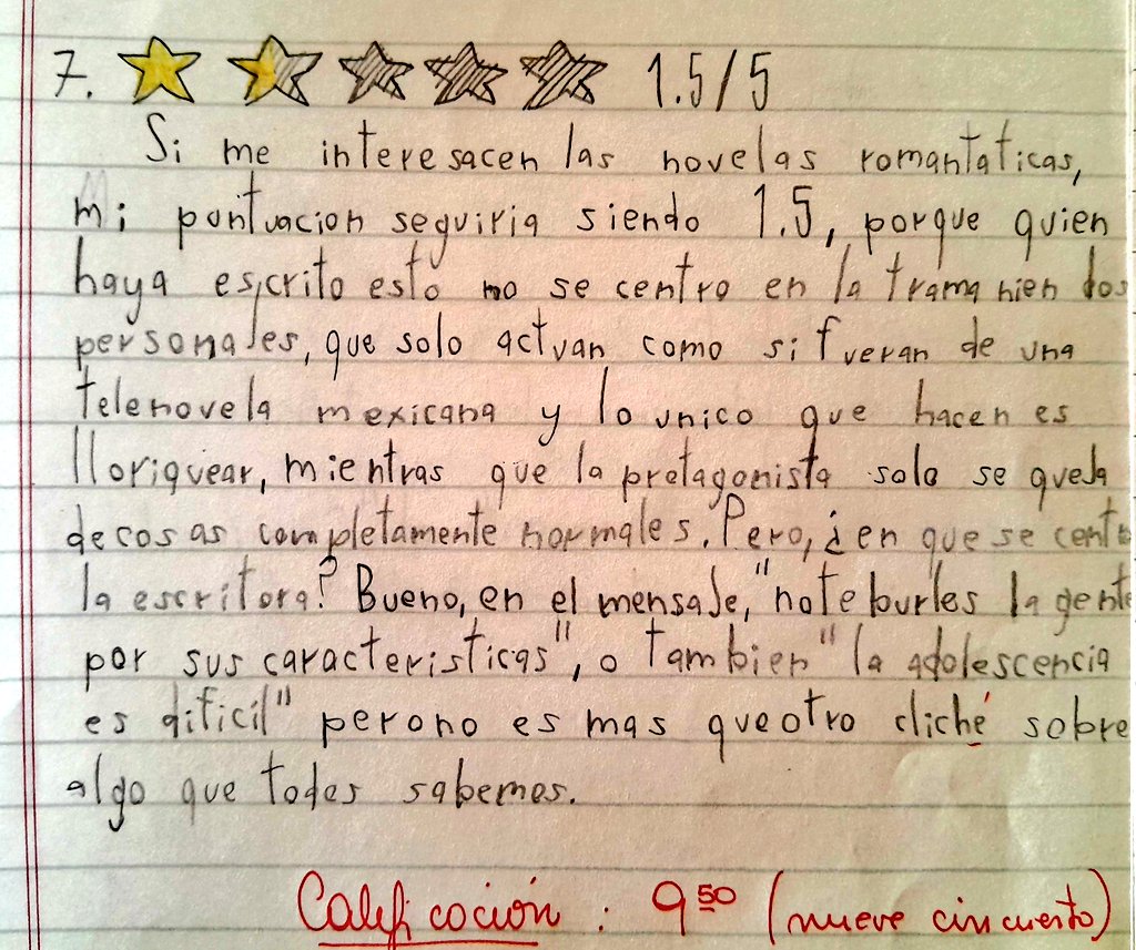 agu5t1n4_'s tweet photo. Cuando la profe pide escribir una reseña sobre la novela que eligió para la clase. Por suerte se lo tomó bien.
Reseña de "Rafaela" x #hijode13 https://t.co/zkhNCncczw