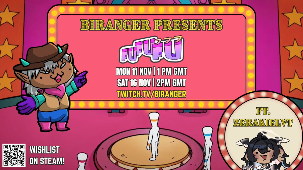 Sabe | Biranger 🍉 (@goodbiranger) on Twitter photo Schedule change bc of tech issues, but this week I will be demoing <a href="/FUFUFU_THE_GAME/">FUFUFU - フフフ 👉 wishlist on Steam 👃</a> by Potofu Studios with my friend <a href="/ZerakielVT/">ଘZerakiel🍉MONITOR FIXED✧</a> !
We played this game at Gamescom and it's a RIOT so if you want to come check out a chaotic party game, come by, and help them with a Steam wishlist! Schedule change bc of tech issues, but this week I will be demoing <a href="/FUFUFU_THE_GAME/">FUFUFU - フフフ 👉 wishlist on Steam 👃</a> by Potofu Studios with my friend <a href="/ZerakielVT/">ଘZerakiel🍉MONITOR FIXED✧</a> !
We played this game at Gamescom and it's a RIOT so if you want to come check out a chaotic party game, come by, and help them with a Steam wishlist!
