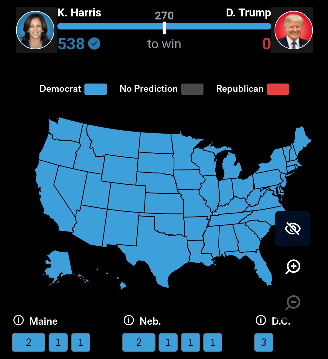 The 2024 electoral college if Dems had campaigned on a 50% reduction in work meetings