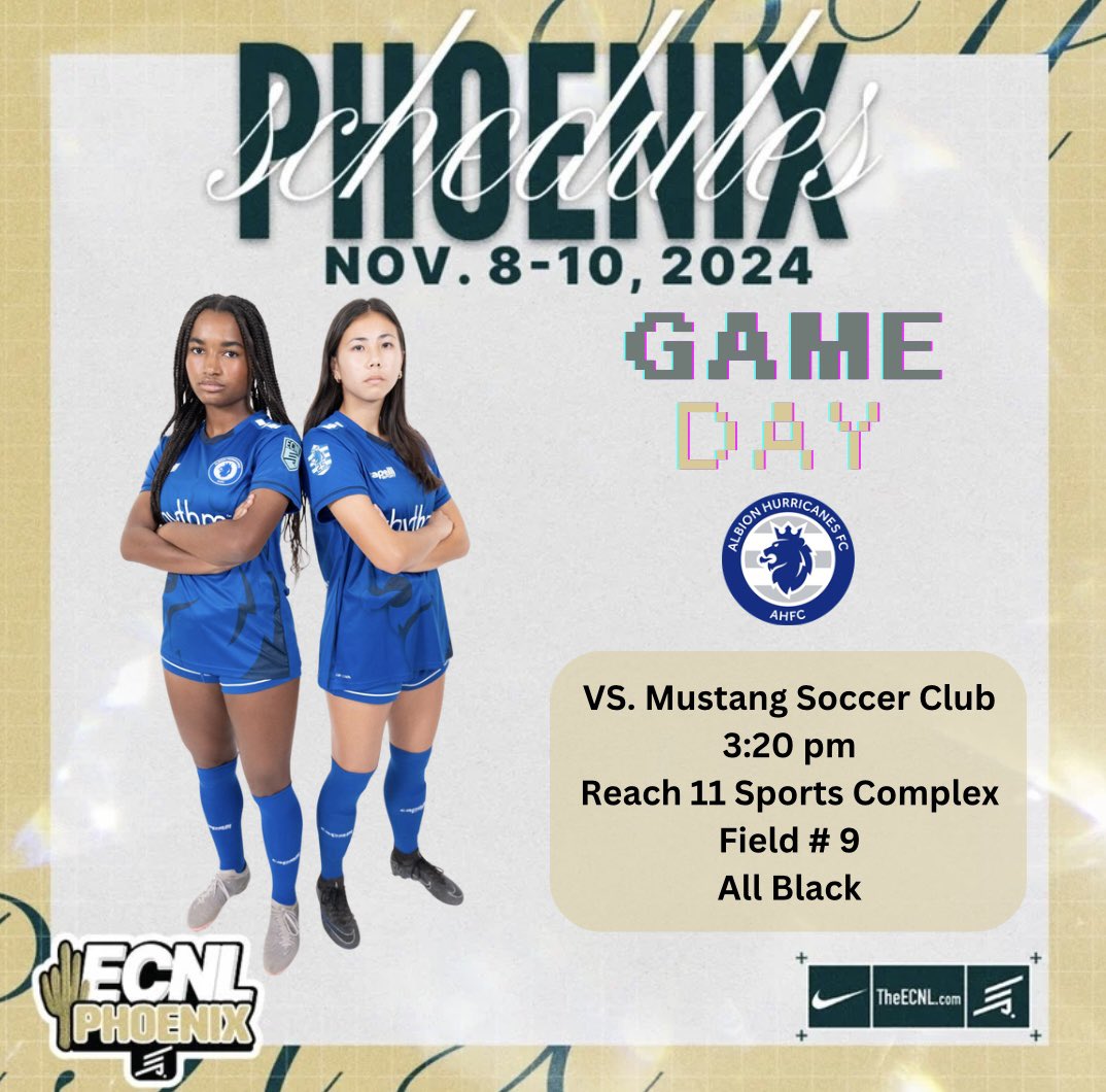 ⭐️Game Day⭐️

Day 2 ended with a 1-0 win and we are looking to finish Day 3 of the <a href="/ECNLgirls/">ECNL Girls</a> Phoenix Showcase strong.  Coaches, we hope to see you on our sidelines today!

🗓️  Today
🆚  Mustang Soccer Club
⏰  3:20 pm
📍  Reach 11 Sports Complex Field 9