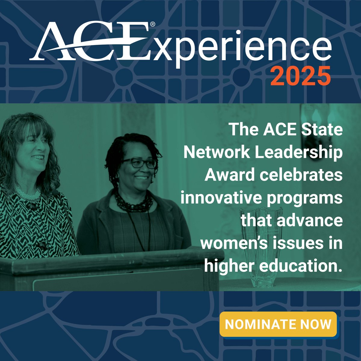 Nominate champions of women’s leadership in #highered for the ACE Donna Shavlik Award &amp; the ACE State Network Leadership Award before the 11/12 deadline at 11:59 p.m. ET. Don’t miss this chance to honor dedicated leaders and initiatives! ow.ly/n2Oh50U2A2O #WomensLeadership