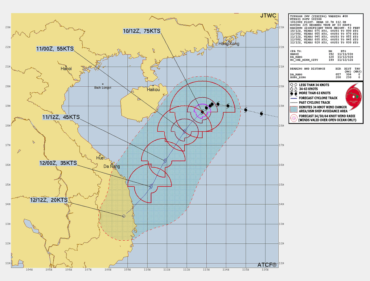 LimWeather's tweet photo. #Typhoon #Yinxing S of #Zhuhai down to 85mph C1 as it terminally weakens
ALL #Hainan,W #Guangdong,S #China,C #Vietnam interests should finish preps now!
#Wxtwitter #Wxx #ε°ι’¨22ε· #MarcePH #Hue #Haikou #DaNang #Sanya #TyphoonYinxing https://t.co/V2KRaga8tW