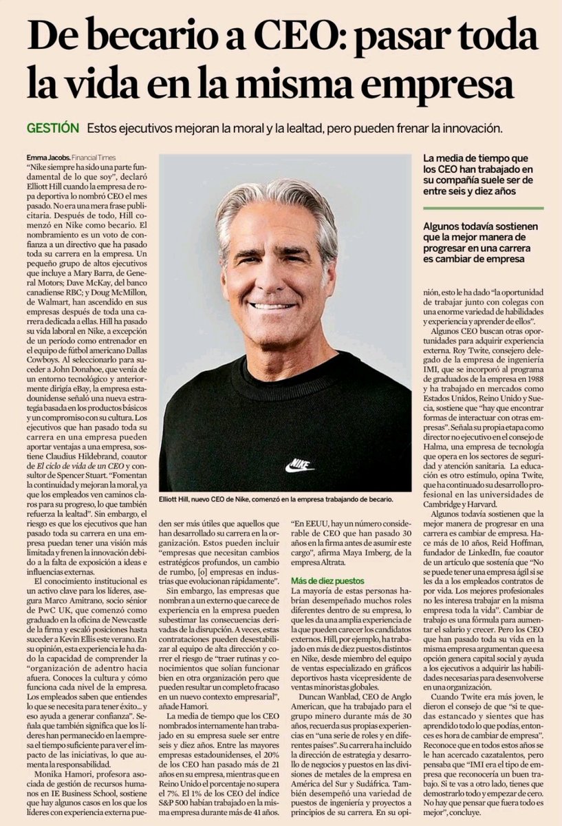falcaide's tweet photo. De becario a CEO: pros y contras de estar toda una vida en una empresa... ✍️ https://t.co/fmbdK48fUF