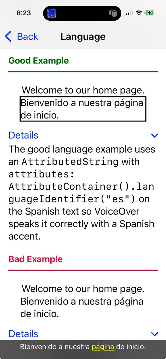 Updated the Language #SwiftUI #a11y technique with a new good example thanks to a code suggestion from Alex Robinson! 

This is what I love about #OpenSource!

github.com/cvs-health/ios…

apps.apple.com/app/accessibil…