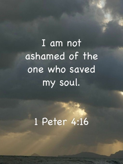 JesusSavesUs777's tweet photo. 1 Peter 4:16 "Yet if anyone suffers as a Christian, let him not be ashamed, but let him glorify God in that name." #sundayvibes https://t.co/w2PG0T5h4W
