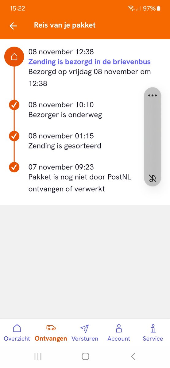 inkie934's tweet photo. @PostNL Helaas hij is bezorgd en ligt binnenkort in de brievenbus. Pakjes komen sneller dan gewone post. Is op zich niet erg, maar als in de app en mail wordt aangegeven dat het bezorgd is neem ik aan dat dit ook zo is.... https://t.co/lkXZqBbYh2