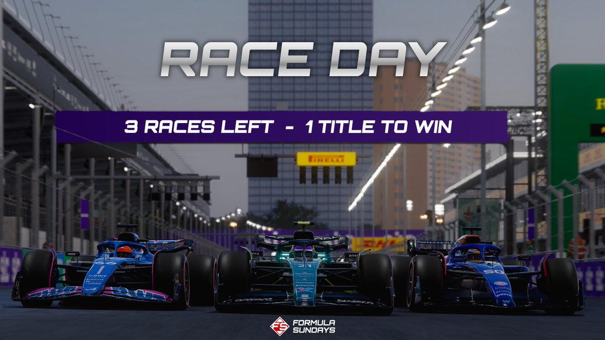 The wait is over - It's Race Day once again! 🥳
The one week Halloween break is over and we're about to witness 3 final races with a close title fight. 👀

Our current championship leaders:
<a href="/F1Seagull/">Seagull</a> (156 pts.)
Syd (140 pts.)
<a href="/glennselkracing/">GlennSelkRacing</a> (79 pts.)
