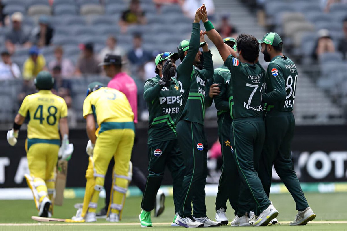 RealHa55an's tweet photo. Historic win for Pakistan! Winning an ODI series in Australia after 22 years is a huge achievement, and the boys brought their A-game! 🙌

Hats off to our pace attack for claiming every wicket—Shaheen, Naseem, Hasnain, and the star of the series, Haris Rauf, with 10 wickets! Kudos to Mohammad Rizwan for leading the way. Onwards and upwards Insha Allah! 💚🇵🇰