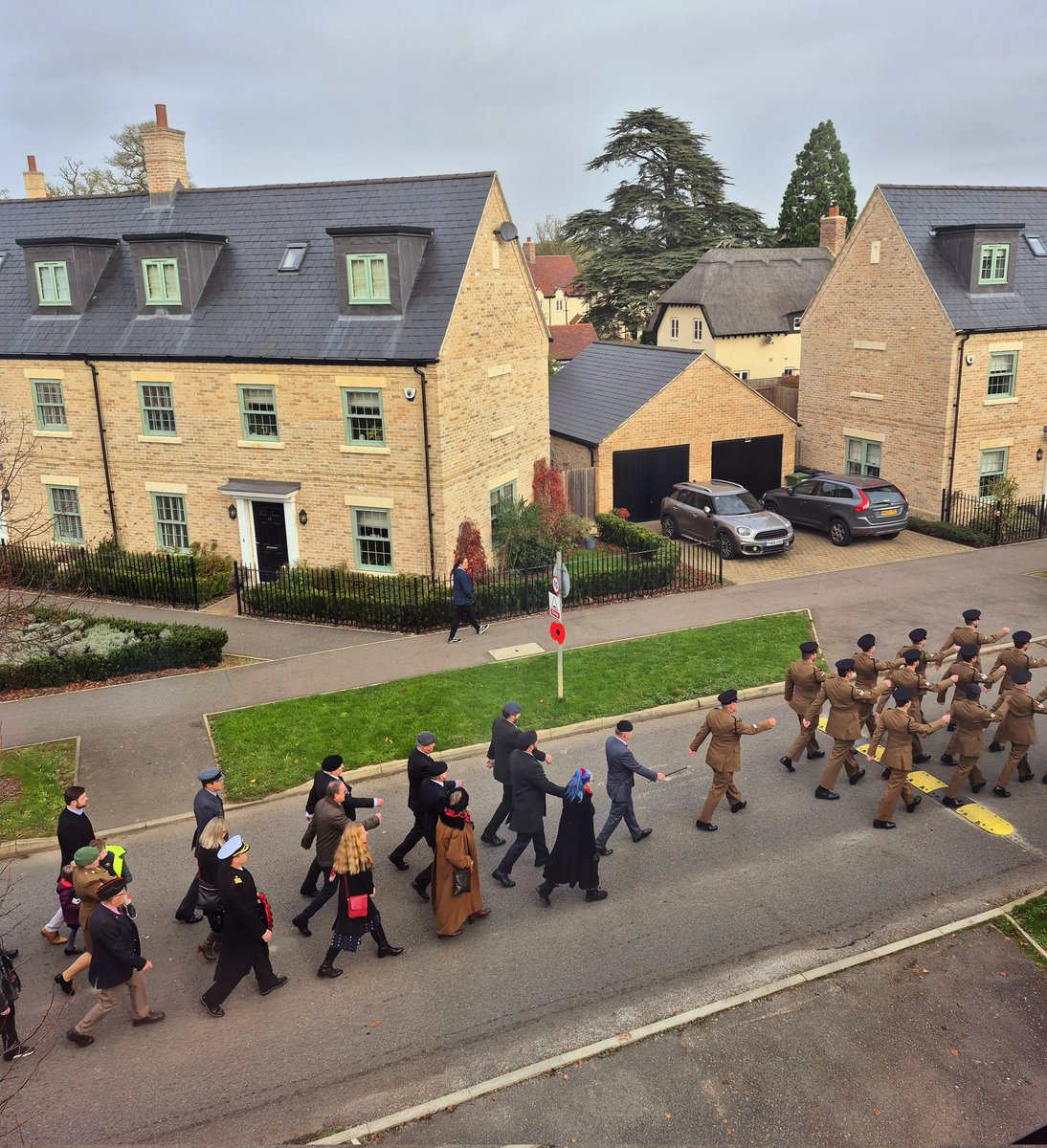 SallyannHR's tweet photo. I get the best view from my bedroom window on remembrance Sunday #LestWeForget #RAFbase #RememberanceDay2024 https://t.co/WbAeN6hcA7