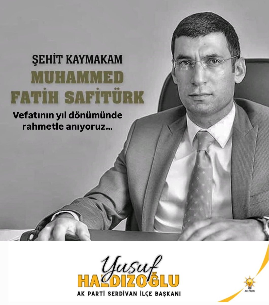 akpartiserdivan's tweet photo. 10 Kasım 2016'da hain terör saldırısı sonucu görevi başında Şehit olan Kaymakamımız Muhammet Fatih Safitürk'ü vefatının 8. yılında rahmetle yâd ediyoruz. https://t.co/r1drAL8fjg