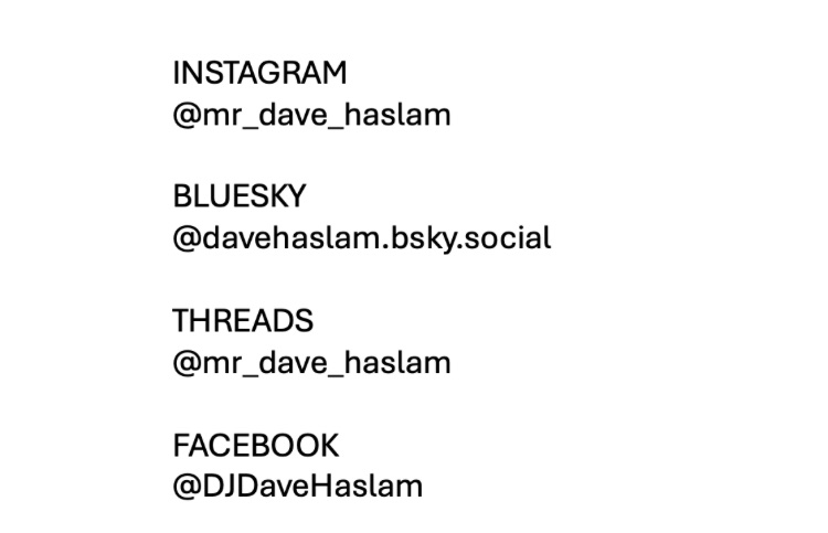 Mr_Dave_Haslam's tweet image. I am posting and interacting less and less on here, but for anyone who wants to stay in touch, and in my gang, please come find me elsewhere. 

Also I am doing lots of writing and posting articles and interviews on my Substack here davehaslam.substack.com
