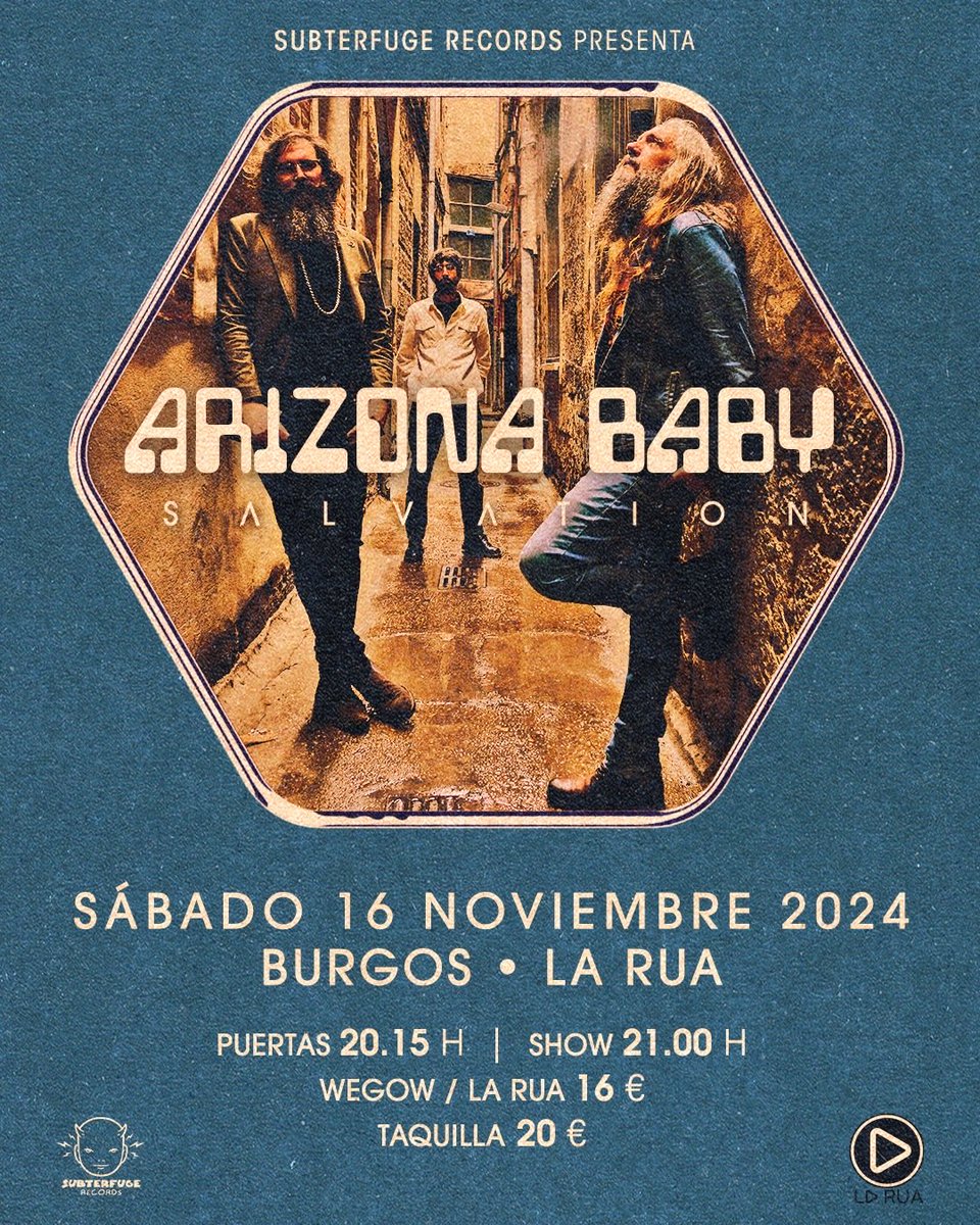 chema rey (@josemarirey) on Twitter photo 🌈🌈🌈 Aviso #BURGOS 🔊🔊🔊Este sábado 16, , <a href="/thearizonababy/">ARIZONA BABY</a> vuelen a <a href="/laruaburgos/">La Rua Burgos</a> ‼️.
El incombustible power-trio de "americana-rock" acústico presentará su gira "Salvation" en:
📌La RUA
📅Sab.16/11
🎟️👉<a href="/wegowES/">wegowes</a>+La Rua
<a href="/Subterfugerec/">Subterfuge Records</a>
<a href="/CarlosSubter/">Carlos Galan</a>
<a href="/Subter_Events/">SUBTERFUGE EVENTS</a> 🌈🌈🌈 Aviso #BURGOS 🔊🔊🔊Este sábado 16, , <a href="/thearizonababy/">ARIZONA BABY</a> vuelen a <a href="/laruaburgos/">La Rua Burgos</a> ‼️.
El incombustible power-trio de "americana-rock" acústico presentará su gira "Salvation" en:
📌La RUA
📅Sab.16/11
🎟️👉<a href="/wegowES/">wegowes</a>+La Rua
<a href="/Subterfugerec/">Subterfuge Records</a>
<a href="/CarlosSubter/">Carlos Galan</a>
<a href="/Subter_Events/">SUBTERFUGE EVENTS</a>