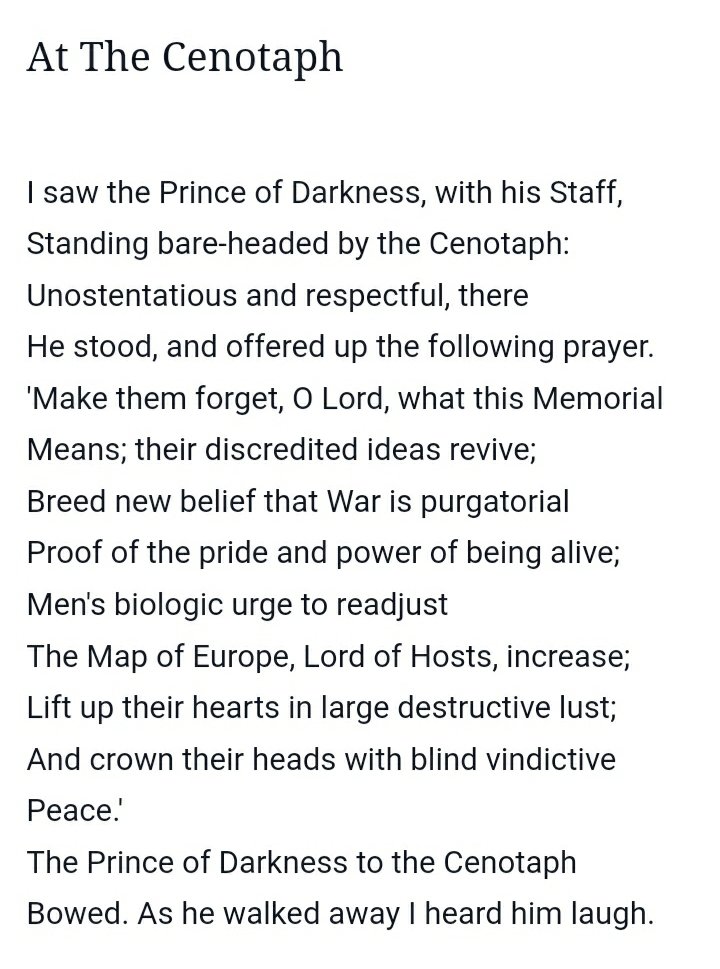 "Make them forget, O Lord, what this memorial means."

At The Cenotaph - Siegfried Sassoon. 

#RemembranceDay