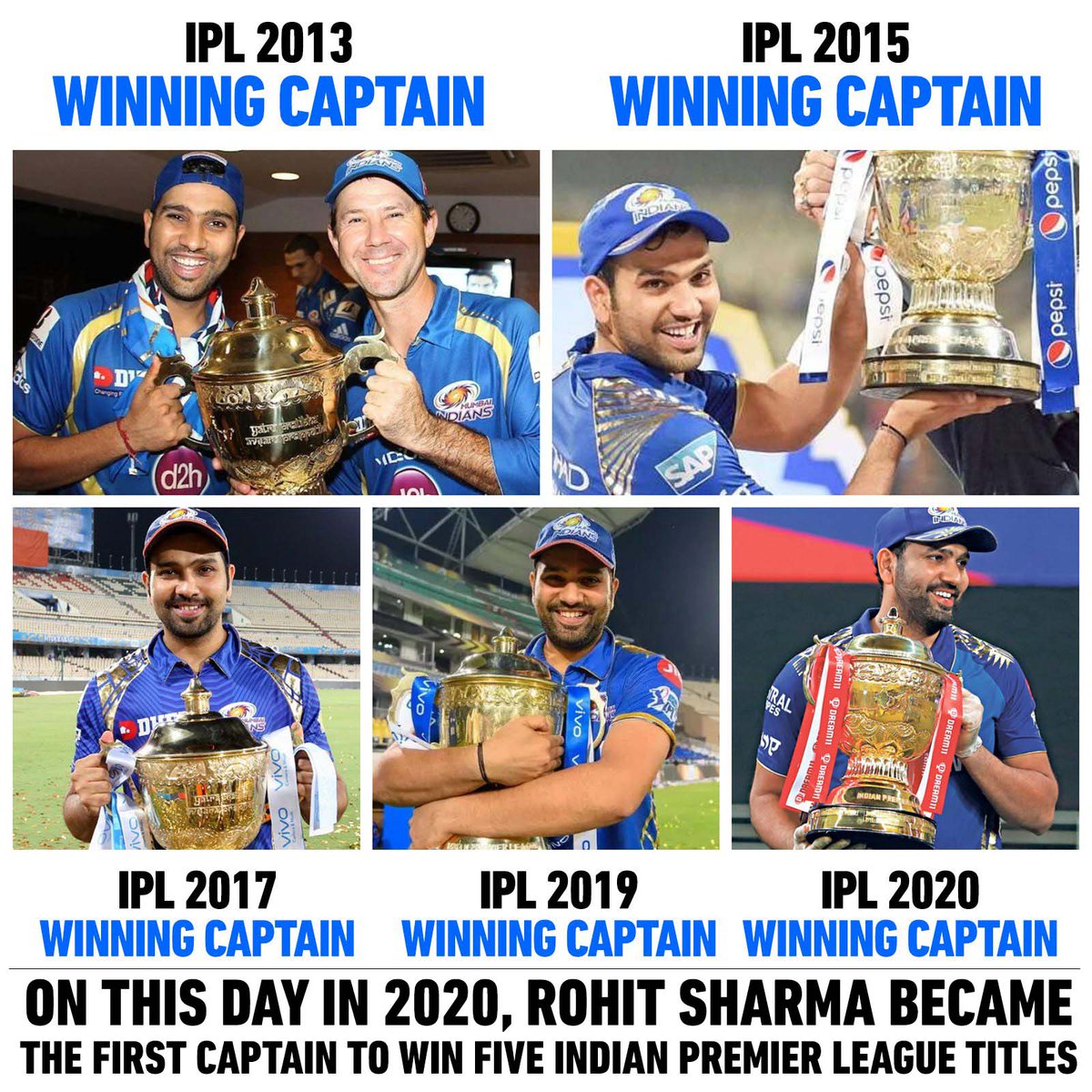 Cricketracker's tweet image. #OTD in 2020, Rohit Sharma-led Mumbai Indians won their fifth IPL trophy in just 8 years, becoming the first team to achieve this in IPL history.

📸: IPL/BCCI

#IPL2020 #MumbaiIndians