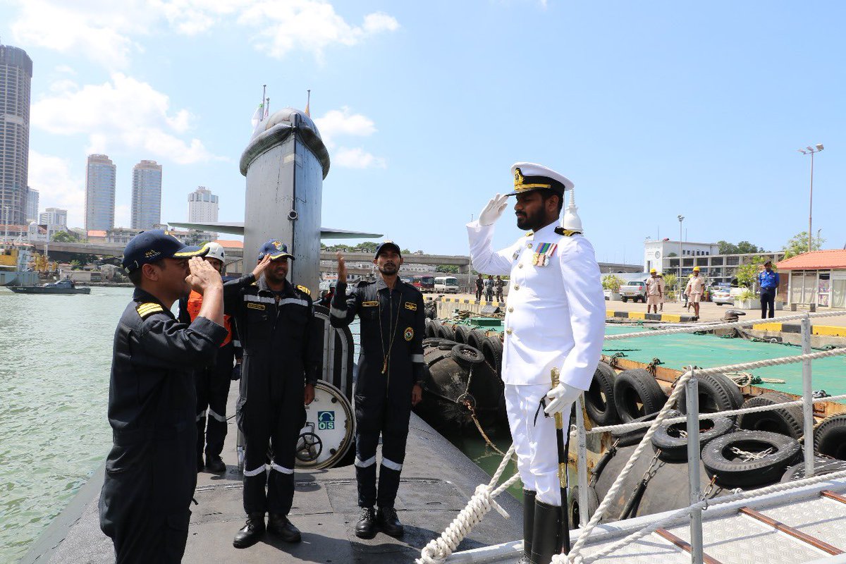 airnewsalerts's tweet photo. Indian Navy’s submarine #INSVela, arrived in Colombo on a three-day visit. 

The submarine was accorded a ceremonial welcome by the Sri Lanka Navy. 

Several team-building exercises are planned between the crew of the submarine and @srilanka_navy personnel during the visit.

INS Vela, an indigenous Kalvari-class diesel-electric submarine, was commissioned into the @indiannavy in November 2021.

This visit is categorized as an Operational Turnaround (OTA), during which the submarine will replenish its provisions before departing Colombo on Wednesday.
