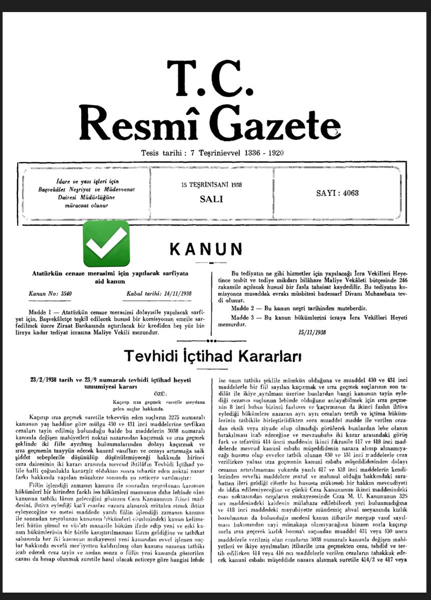 ✍️ATATÜRK'ÜN CENAZE TÖRENİ İÇİN KREDİ KULLANILDI 
10 Kasım 1938'de Gazi Mustafa Kemal Atatürk hayata gözlerini yumunca hem naaşının Ankara'ya nakli hem de anma için Türkiye'ye gelecek yabancı devlet adamlarının ağırlanması için bir bütçeye ihtiyaç oldu.
15 Kasım 1938'de Hükümet,