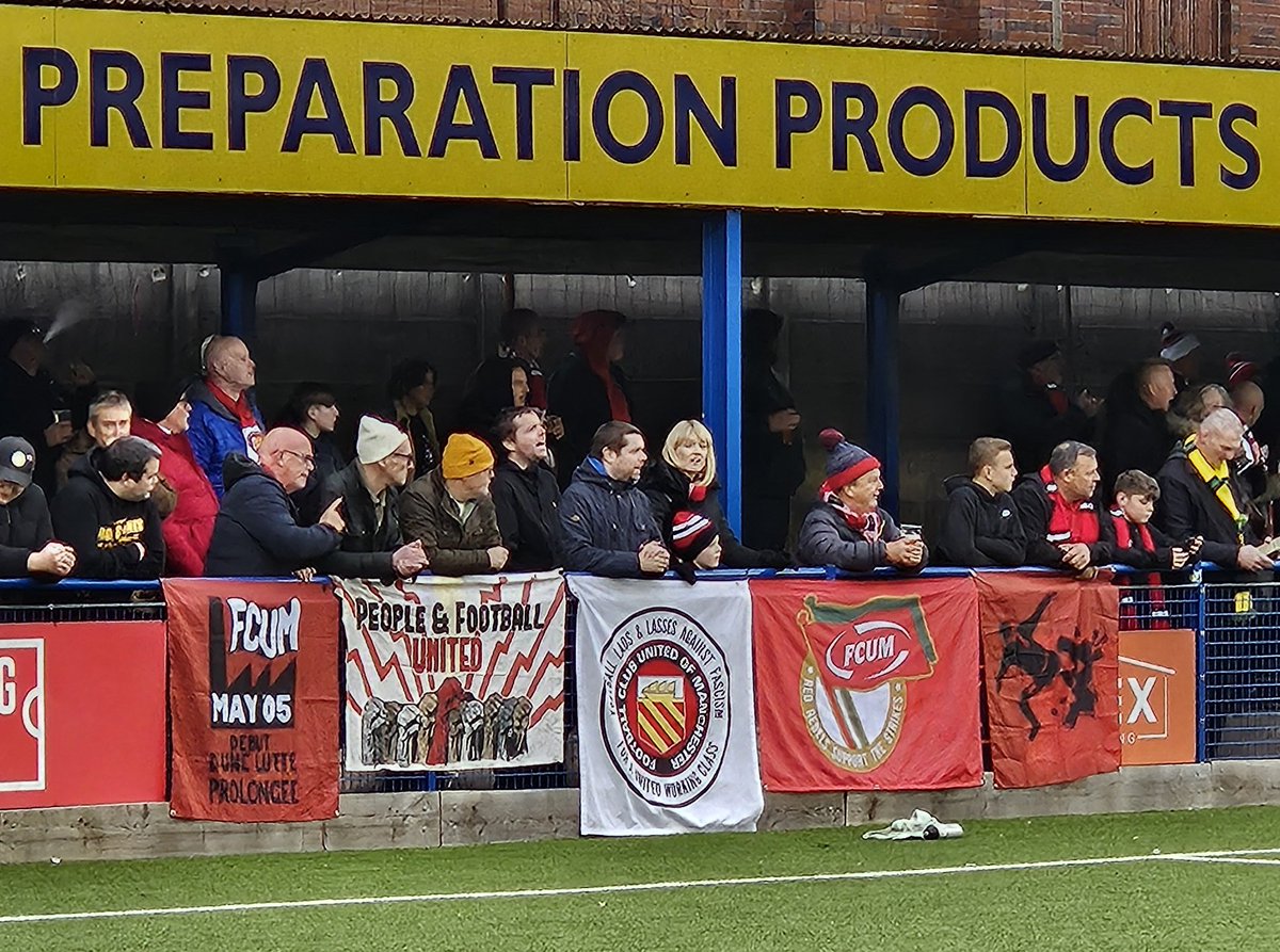 CommitteeFCUM's tweet image. As somebody said on The Soul is One forum, if you think FC United "isn't the same anymore" you should have been at Leek Town away yesterday 

Fantastic day, great result #FCUM