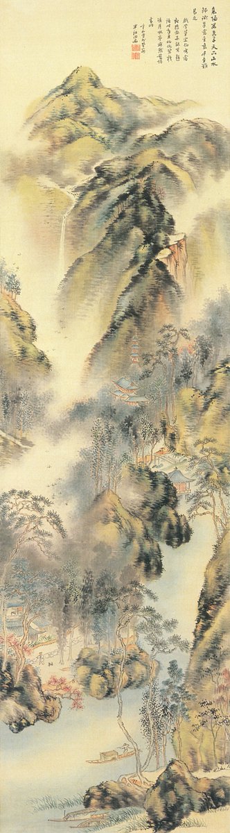 岡田 半江　おかた はんこう　Okata Hankō　1782-1846

《春靄起鴉図》
しゅんあいきあず

1841年・19世紀・江戸時代
絹に淡彩・掛軸
埼玉・遠山記念館