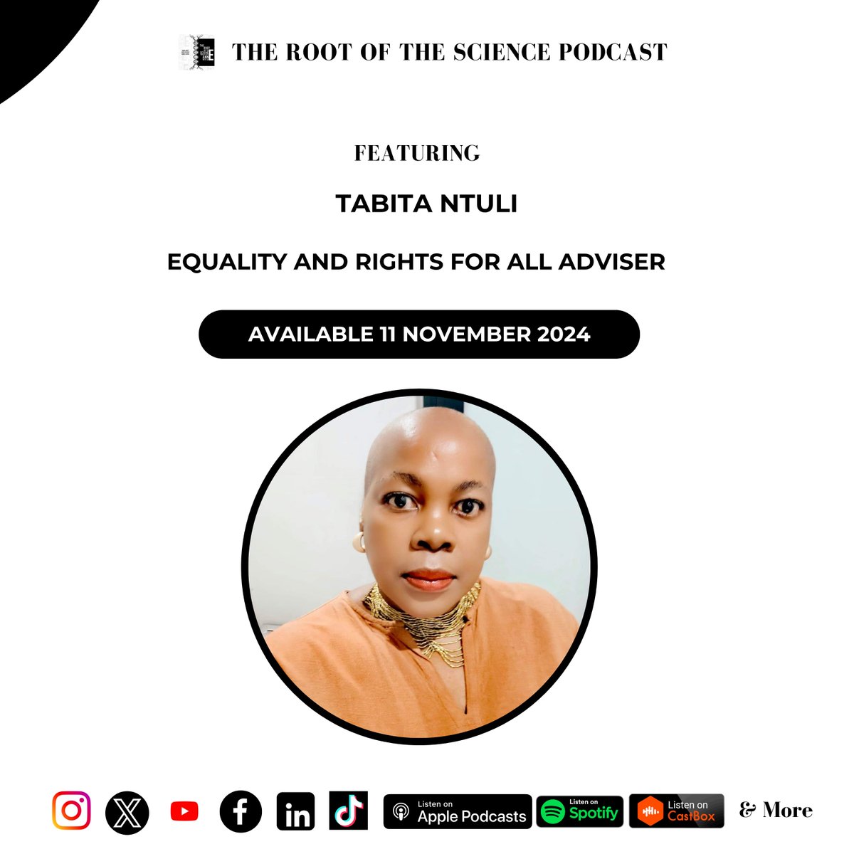 Join us tomorrow for a discussion with Tabita Ntuli, a global health advocate with over a decade of experience in public health. As an Adviser for the UN Joint Program on AIDS (UNAIDS), she offers valuable insights.

Stay tuned and subscribe: youtube.com/@RootofSciPod