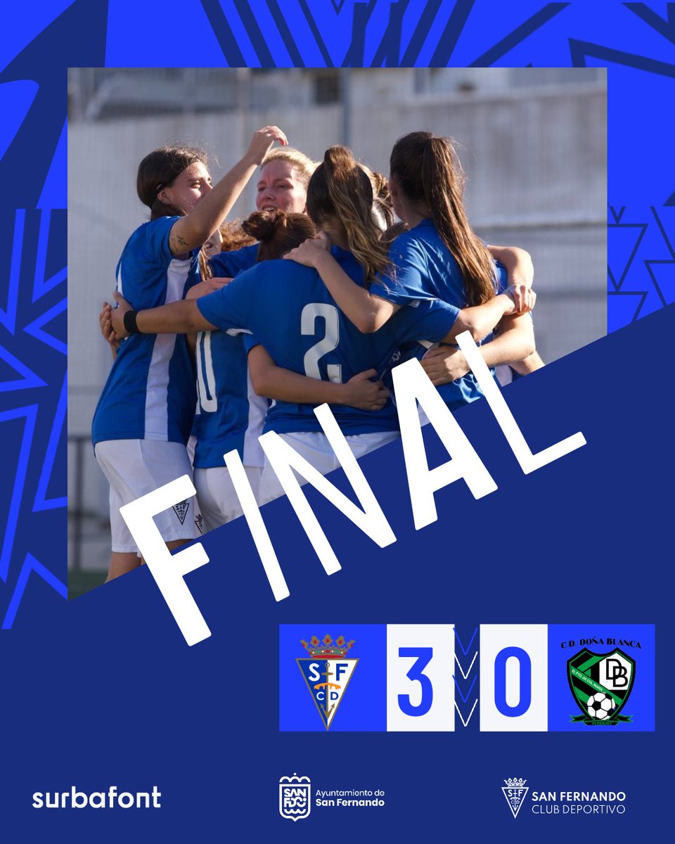 ✅ ¡FINAAAAAAL! ¡VICTORIA DEL #SFCDFEMENINO! 

3️⃣ #SFCDFemenino
0️⃣ Doña Blanca

⚽ Laura Rodríguez 
⚽ Fati 
⚽ Laura Robledo

🚀 ¡Pleno de victorias! ¡Enhorabuena, azulinas!