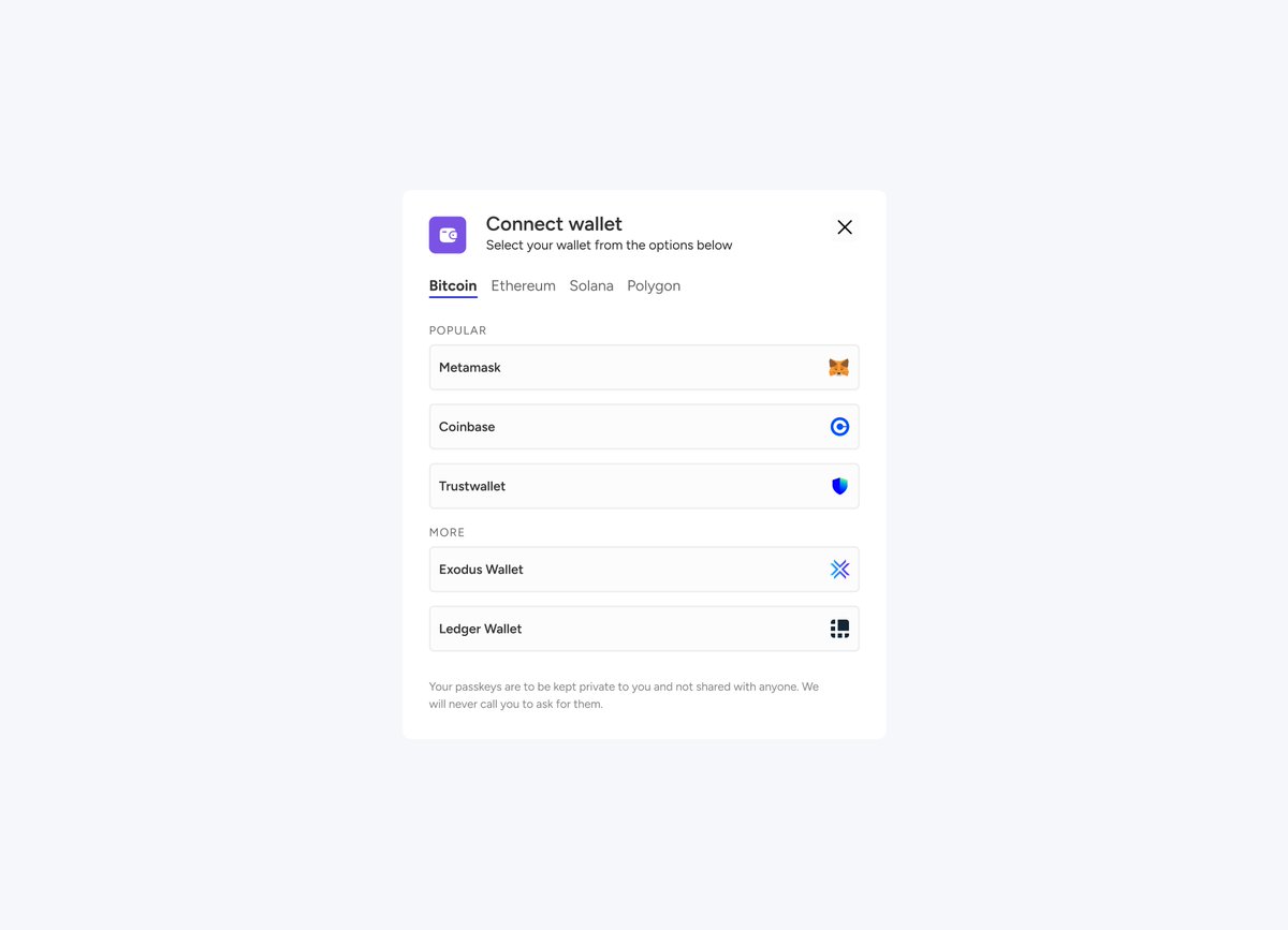 henrytobi74's tweet image. 🎨 Day 1/30 of #Web3 UI Design Challenge  

Today&apos;s Challenge: Wallet Connection Interface 

Focused on creating a clean, user-friendly wallet connection flow that simplifies the crypto onboarding experience.  

#30DaysOfWeb3Design   #Web3Design