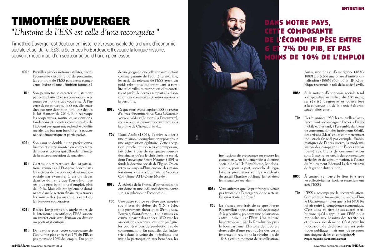 [#Ess - Reconquérir] @HautsdeSeinefr (92) : In #HDS Mag nov./déc. 24,  📂 Spécial <a href="/mois_ESS/">Mois de l'ESS</a>, itw. @TDuverger, <a href="/CTerress/">Chaire TerrESS</a> / <a href="/ScPoBx/">Sciences Po Bordeaux</a> : "L'histoire de l'#Ess est celle d'une reconquête" - #MoisEss24 cc <a href="/CRESS_IDF/">Cress IdF</a> @SebChaillou @LRainfray <a href="/ESS_France/">ESS France</a> ⤵️