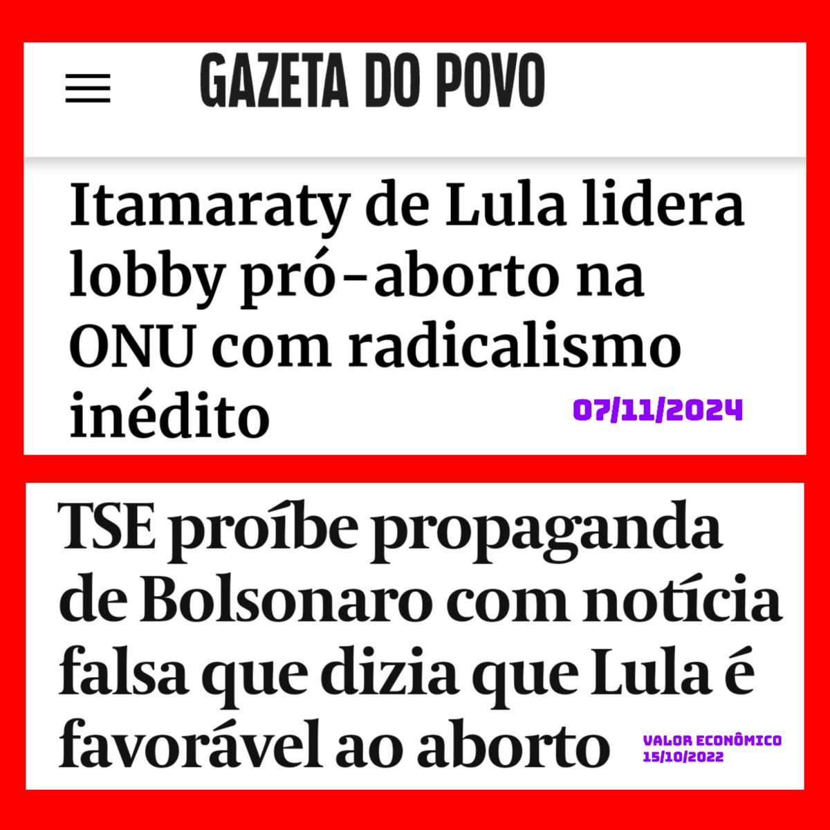 jairbolsonaro's tweet photo. - 2022: Brasil assume liderança de aliança internacional antiaborto.

- O Brasil passou a liderar um acordo internacional chamado Declaração de Consenso de Genebra, documento no qual as nações se comprometem em proteger o direito à vida desde a concepção costurando uma ampla aliança antiaborto. Conexão Política

  - AGORA ANALISE AS MATÉRIAS JORNALÍSTICAS ABAIXO E TIRE SUAS CONCLUSÕES.

- VIVA A DEMOCRACIA, O COMBATE ÀS FAKENEWS E A INDEPENDÊNCIA ENTRE OS PODERES.
