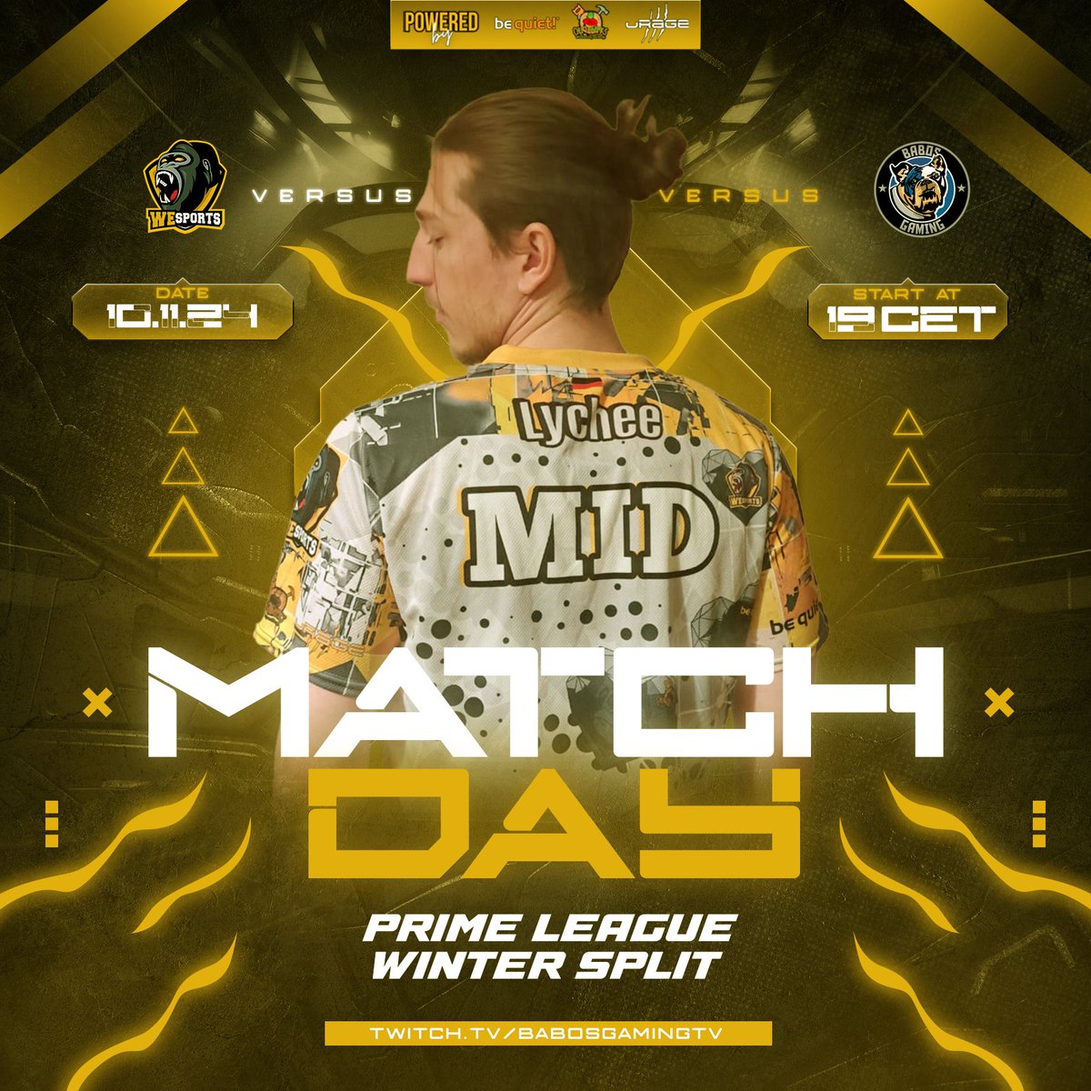 WeSports - League of Legends (@wesports_lol) on Twitter photo 🚨MATCHDAY 3⃣
🥊<a href="/BabosGaming/">Babos Gaming</a>
⏰ 19:00 CET
📺twitch.tv/babosgamingtv
SPAM🦍THIS🦍GORILLA🦍TO🦍MAKE🦍 WESPORTS🦍THE🦍WINNER🦍
#LeagueOfLegends #WeSFamily #WeSWIN #PrmLiga3 🚨MATCHDAY 3⃣
🥊<a href="/BabosGaming/">Babos Gaming</a>
⏰ 19:00 CET
📺twitch.tv/babosgamingtv
SPAM🦍THIS🦍GORILLA🦍TO🦍MAKE🦍 WESPORTS🦍THE🦍WINNER🦍
#LeagueOfLegends #WeSFamily #WeSWIN #PrmLiga3