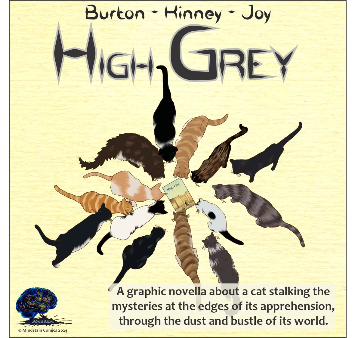 Cats! Cats! #Cats! If you've been busy snoozing by a radiator or chasing string you might have missed Mindstain's #HighGrey.  Pre-order at mindstainshop.com or <a href="/ThoughtBubbleUK/">Thought Bubble Festival</a> Redshirt Hall, Table A11.