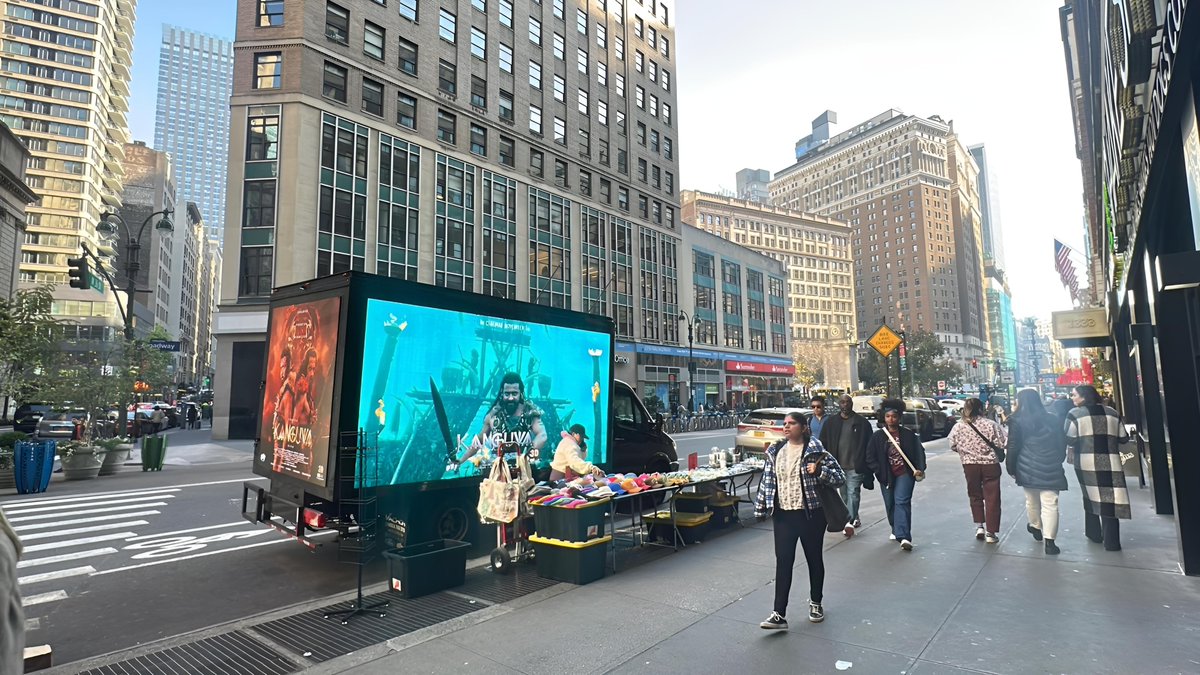StudioGreen2's tweet photo. Streets of US, spark with glory of #Kanguva 🇺🇸 🦅

Two more hours for #KanguvaReleaseTrailer 🔥

#KanguvaFromNov14

@Suriya_offl @thedeol @directorsiva @DishPatani @ThisIsDSP #StudioGreen @gnanavelraja007 @vetrivisuals @supremesundar @UV_Creations @KvnProductions @PharsFilm @abineshelango @abiabipictures @SakthiFilmFctry @sakthivelan_b @PenMovies #PenMarudhar @jayantilalgada @MythriOfficial @MangoMassMedia @GokulamMovies @GokulamGopalan @NehaGnanavel @Dhananjayang @saregamasouth @saregamaglobal @SandipG38377073 @RouteSms @KanguvaTheMovie