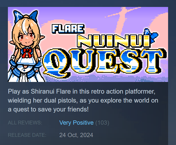 sulpx's tweet photo. Over 100 reviews! Thank you everyone for playing!

I’m glad so many people are enjoying the game on Steam. Even if it has some rough edges, I’ve learned a lot and I’m motivated to make even better games in the future! ✌️
#nuinuiquest https://t.co/nDbATriu9m