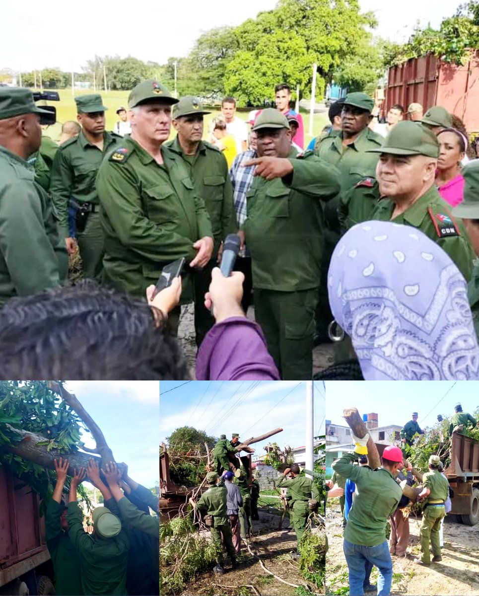 🔴🔵🟢| Cuba está de pie, y combatiendo y vamos a salir de esta como hemos salido de otras, porque ahí están los jóvenes comprometidos con su Revolución, con su pueblo,...ahí están las FAR, expresó nuestro presidente <a href="/DiazCanelB/">Miguel Díaz-Canel Bermúdez</a> 

#FuerzaCuba 🇨🇺 #UnidosXCuba