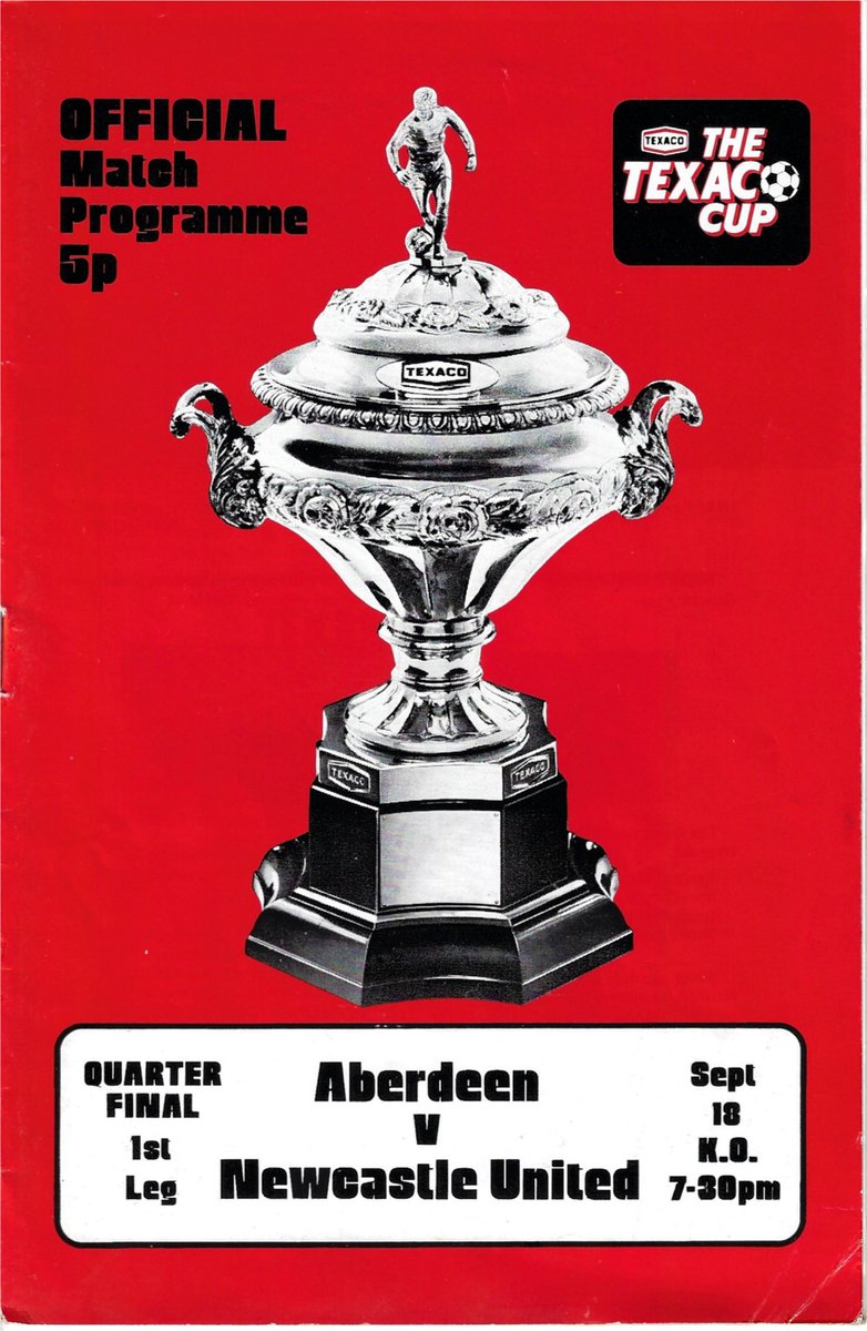 Another retro programme from our collection - Dons (1) v Newcastle (1) 18th September 1974. Texaco Cup Quarter final 1st leg. Jinky Smith captain for Newcastle.
<a href="/paulwallsend/">Paul Wardle</a> 
<a href="/AFCCT/">Aberdeen FC Community Trust</a>
@firstdonsmatch
<a href="/AFCHeritage/">AFC Heritage SCIO</a>