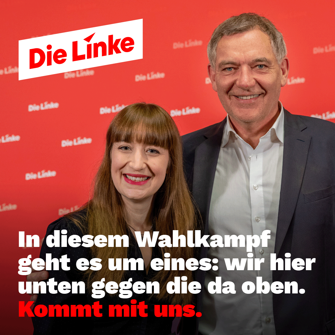 Unser Spitzenduo für die Bundestagswahl, <a href="/HeidiReichinnek/">Heidi Reichinnek</a> und <a href="/jan_vanaken/">Jan van Aken</a> ❤️✊