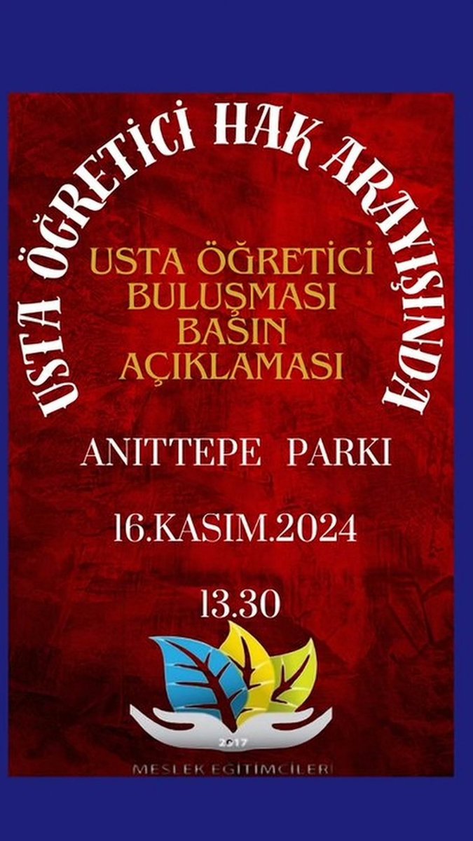 emine_glseven's tweet photo. @ustaogretic0753 @Akparti @RTErdogan @RTEdijital @iletisim @tcbestepe @Yusuf__Tekin @meusfed6 #ustaöğreticilersusmayacak 
Usta öğreticinin sorunlarını yine usta öğreticinin ağzından dinlemek için sizleri 16 Kasımda Anıttepe Parkında yapılacak basın açıklamasına davet ediyoruz.. @tcbestepe @tcbestepe @RTErdogan @dbdevletbahceli @Akparti @MHP_Bilgi https://t.co/NNCQTvLJW7