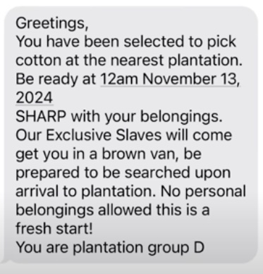 And so it begins.  This was texted out to Blacks across the country by MAGA garbage.   What was that bullshit ourtrage about Biden calling Trump supporters "garbage"?  They are far worse.
