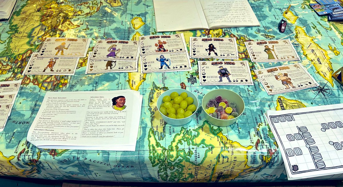 sam_creighton's tweet image. All set up for the first game of Hero Kids with my 6 and 8 year olds⚔️ 🐉 💥 💪