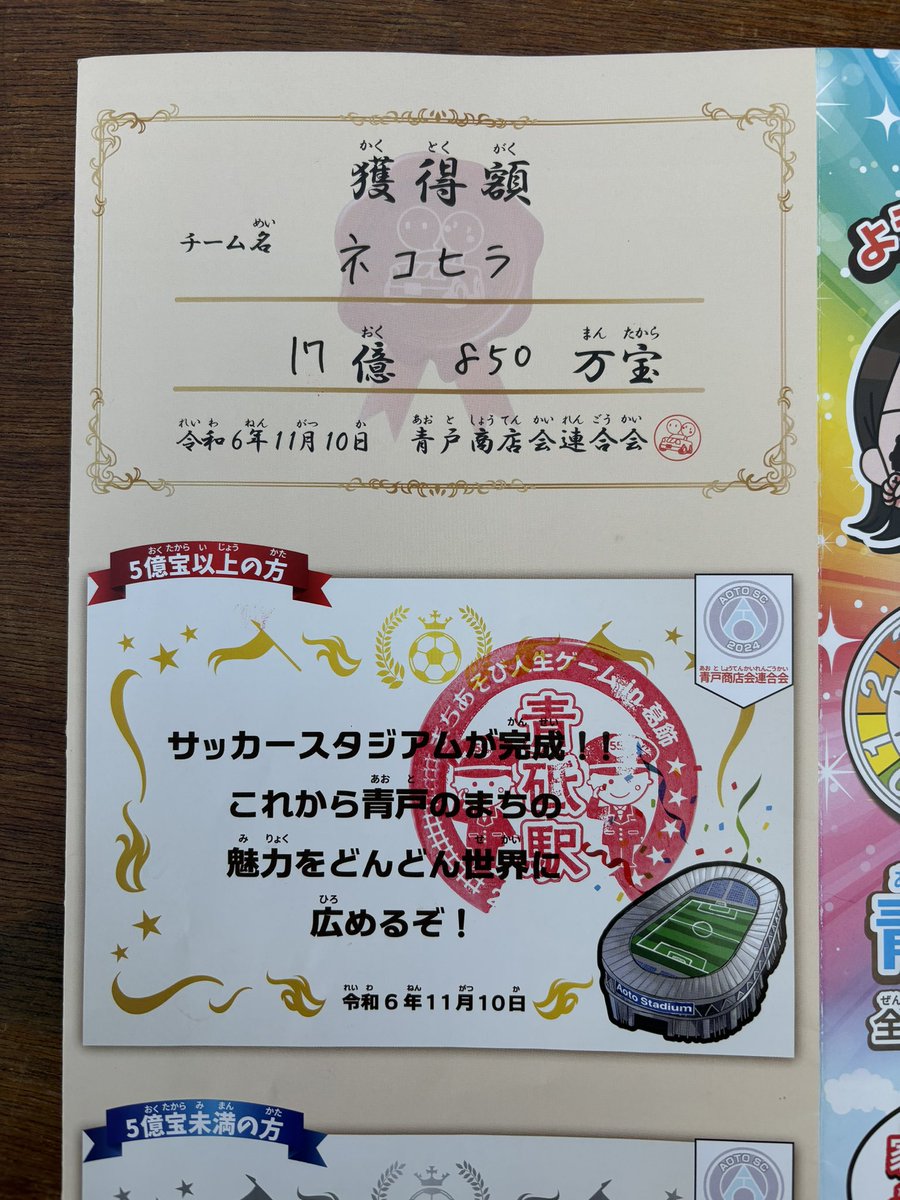 atagool's tweet photo. リアル人生ゲーム
可成稼いだと思います
最後のギャンブルのフリーキックにも成功しました♪
#まちあそび人生ゲーム #青戸商店会連合会 #タカラトミー https://t.co/arJy25D1c8