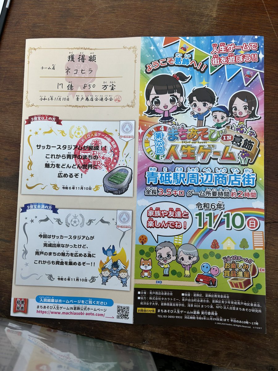 atagool's tweet photo. リアル人生ゲーム
可成稼いだと思います
最後のギャンブルのフリーキックにも成功しました♪
#まちあそび人生ゲーム #青戸商店会連合会 #タカラトミー https://t.co/arJy25D1c8
