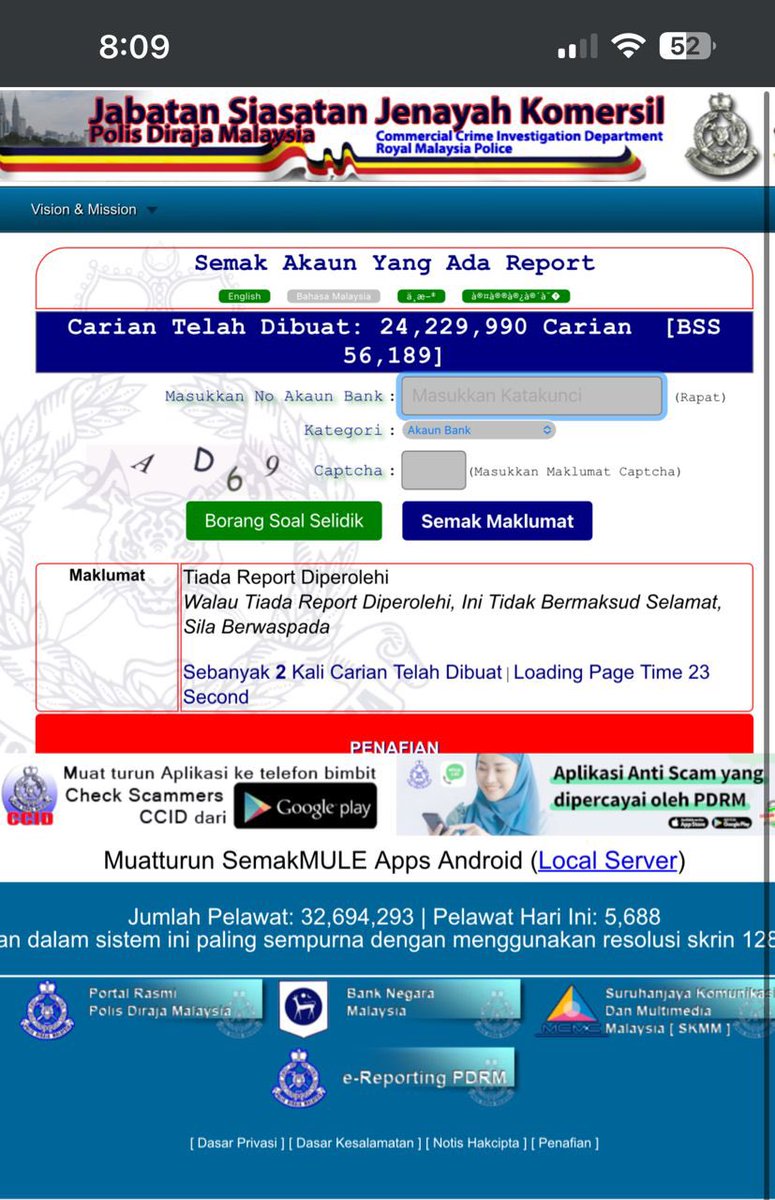 Solo_Level_27's tweet photo. You can also check this government website to check for scam before any big online transaction

https://t.co/lh6SIW4G5d

FYI No result for the account 😭😫 https://t.co/iCwN5Q3l3n